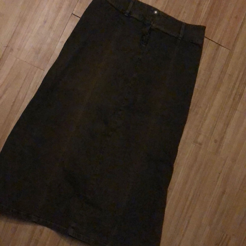 Mid calf length jean skirt